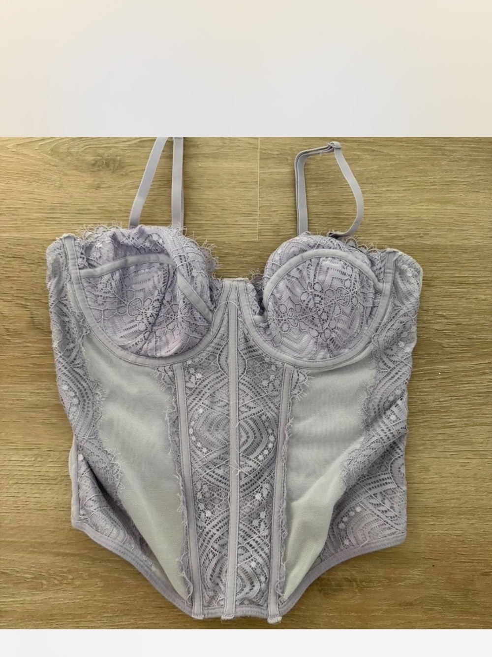 Garage Light Lavender Lace Longline Bustier